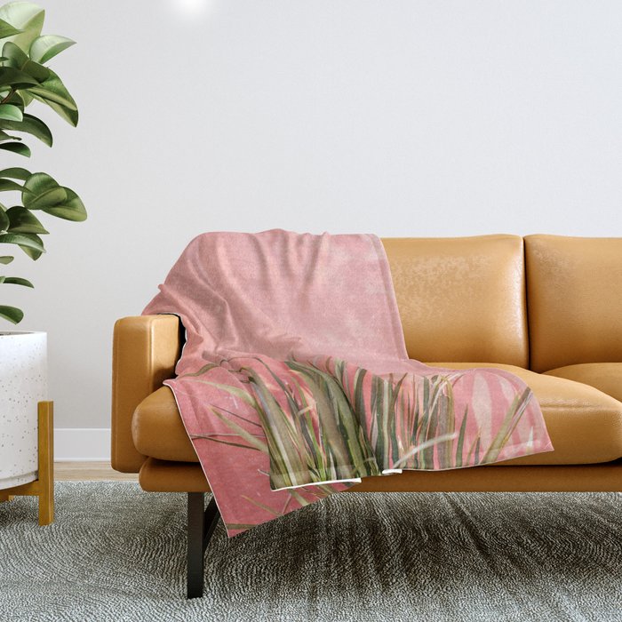 Green on Pink | Mexico travel photography print | Botanical San Miguel de Allende Throw Blanket Gallery Image 1