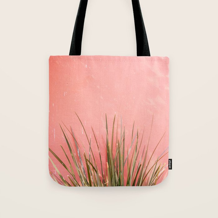 Green on Pink | Mexico travel photography print | Botanical San Miguel de Allende Tote Bag Gallery Image 1