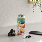 Breakfast Picnic, Food Travel Colorful Tea Party, Toast Pancakes Jam Eggs, Sunny Side Up Bohemian Painting Water Bottle Gallery Image 4