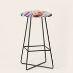 Breakfast Picnic, Food Travel Colorful Tea Party, Toast Pancakes Jam Eggs, Sunny Side Up Bohemian Painting Stool Gallery Image 1