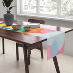 Breakfast Picnic, Food Travel Colorful Tea Party, Toast Pancakes Jam Eggs, Sunny Side Up Bohemian Painting Table Runner Gallery Image 2