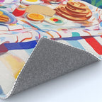 Breakfast Picnic, Food Travel Colorful Tea Party, Toast Pancakes Jam Eggs, Sunny Side Up Bohemian Painting Rug Gallery Image 4