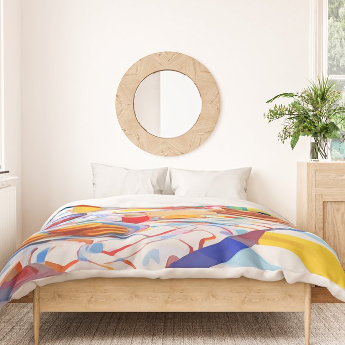 Breakfast Picnic, Food Travel Colorful Tea Party, Toast Pancakes Jam Eggs, Sunny Side Up Bohemian Painting Duvet Cover Gallery Image 3