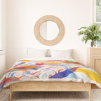 Breakfast Picnic, Food Travel Colorful Tea Party, Toast Pancakes Jam Eggs, Sunny Side Up Bohemian Painting Duvet Cover Gallery Image 3