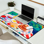 Breakfast Picnic, Food Travel Colorful Tea Party, Toast Pancakes Jam Eggs, Sunny Side Up Bohemian Painting Desk Mat Gallery Image 2