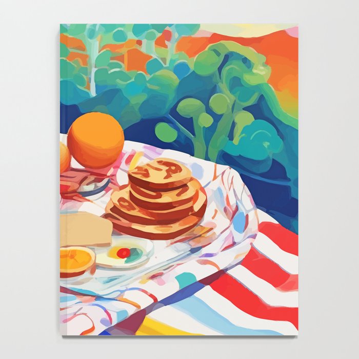 Breakfast Picnic, Food Travel Colorful Tea Party, Toast Pancakes Jam Eggs, Sunny Side Up Bohemian Painting Notebook Gallery Image 4