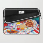 Breakfast Picnic, Food Travel Colorful Tea Party, Toast Pancakes Jam Eggs, Sunny Side Up Bohemian Painting Laptop Sleeve Gallery Image 2