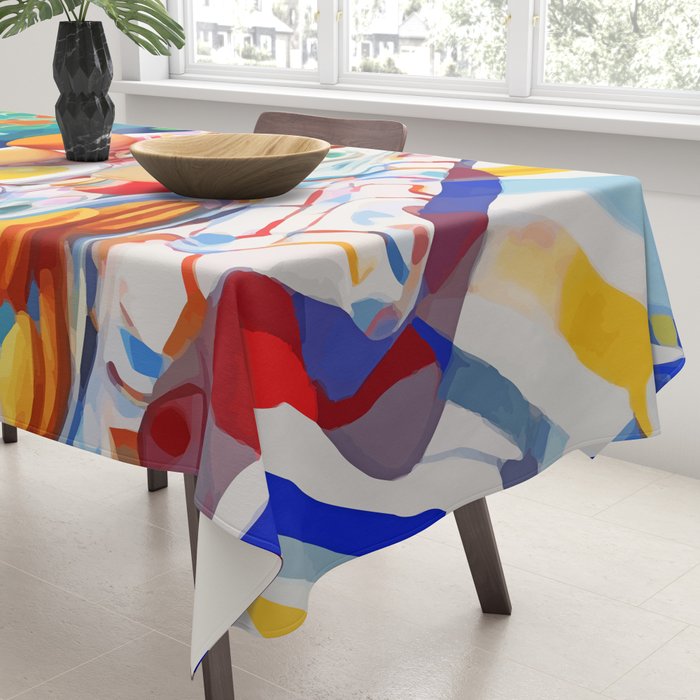 Breakfast Picnic, Food Travel Colorful Tea Party, Toast Pancakes Jam Eggs, Sunny Side Up Bohemian Painting Tablecloth Gallery Image 3