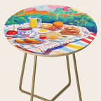Breakfast Picnic, Food Travel Colorful Tea Party, Toast Pancakes Jam Eggs, Sunny Side Up Bohemian Painting Side Table Gallery Image 2