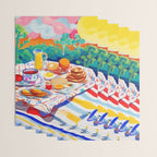 Breakfast Picnic, Food Travel Colorful Tea Party, Toast Pancakes Jam Eggs, Sunny Side Up Bohemian Painting Wrapping Paper Gallery Image 3
