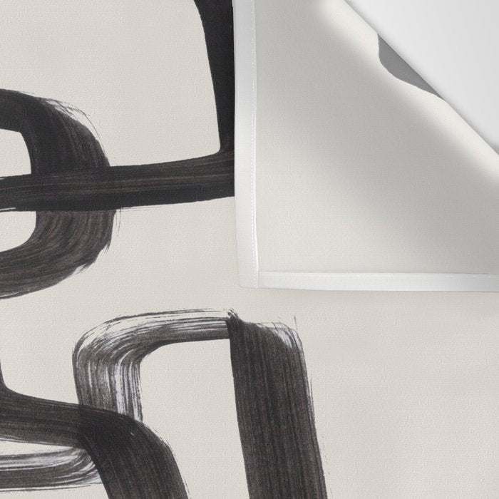 Mid Century Modern Minimalist Abstract Art Brush Strokes Black & White Ink Art Pipe Maze Wall Tapestry Gallery Image 3