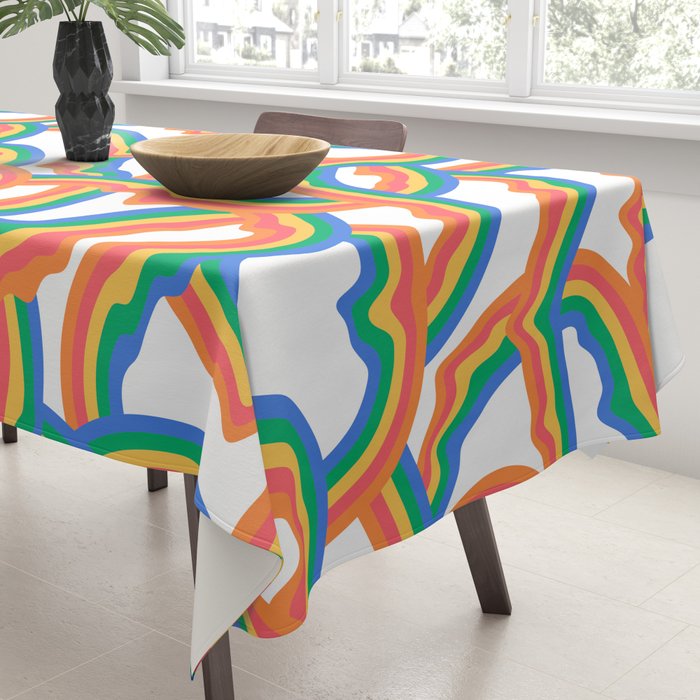 Retro psychedelic rainbow pattern Tablecloth Gallery Image 3