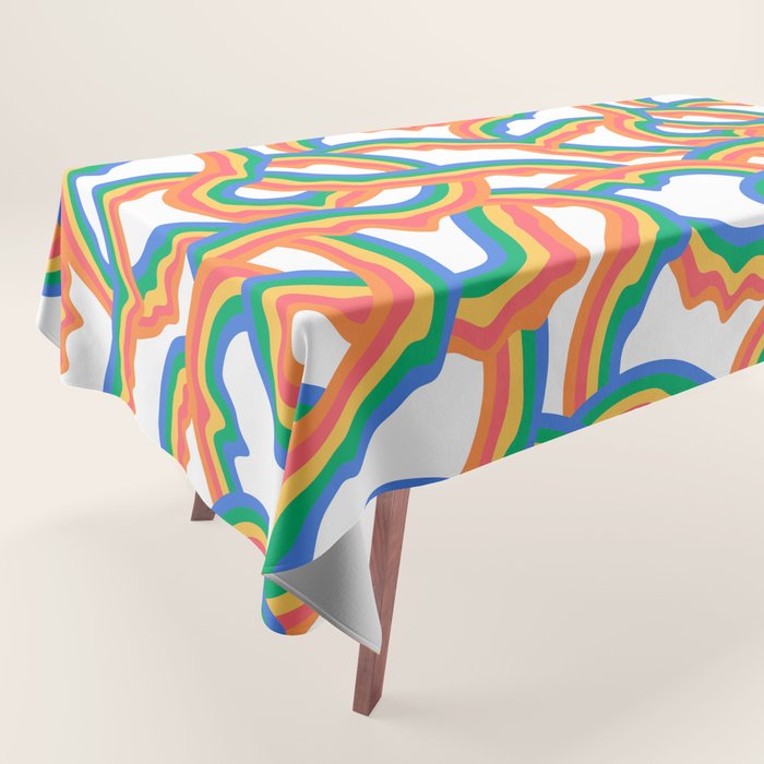 Retro psychedelic rainbow pattern Tablecloth Gallery Image 1