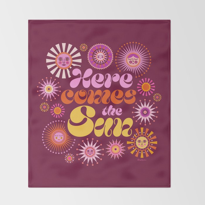 Here Comes the Sun - Pink and Magenta Throw Blanket Gallery Image 2