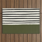 Olive Green x Stripes Outdoor Rug Gallery Image 1