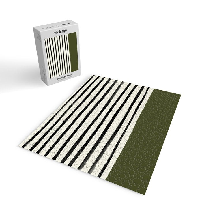 Olive Green x Stripes Jigsaw Puzzle Gallery Image 2
