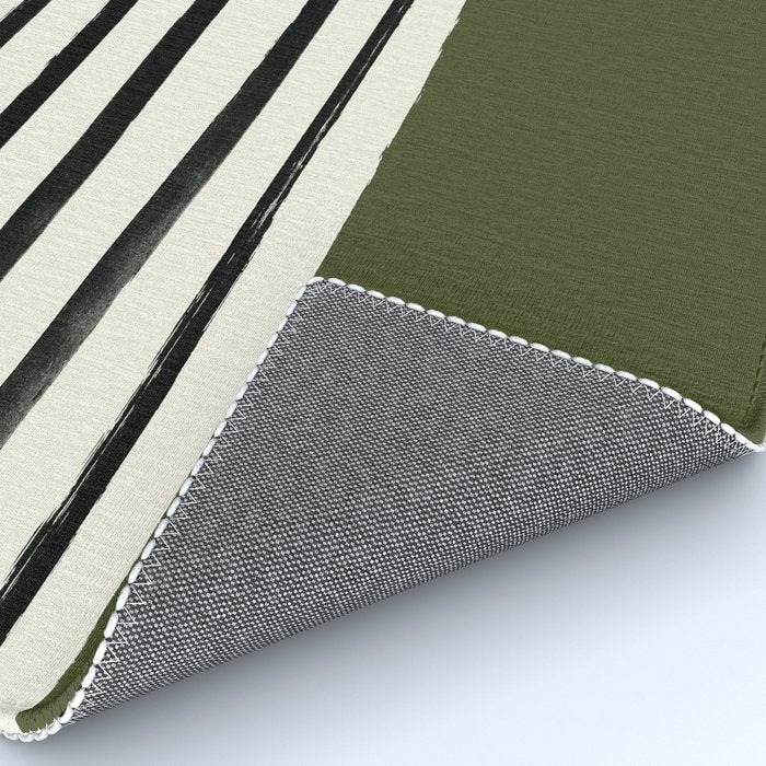 Olive Green x Stripes Rug Gallery Image 4