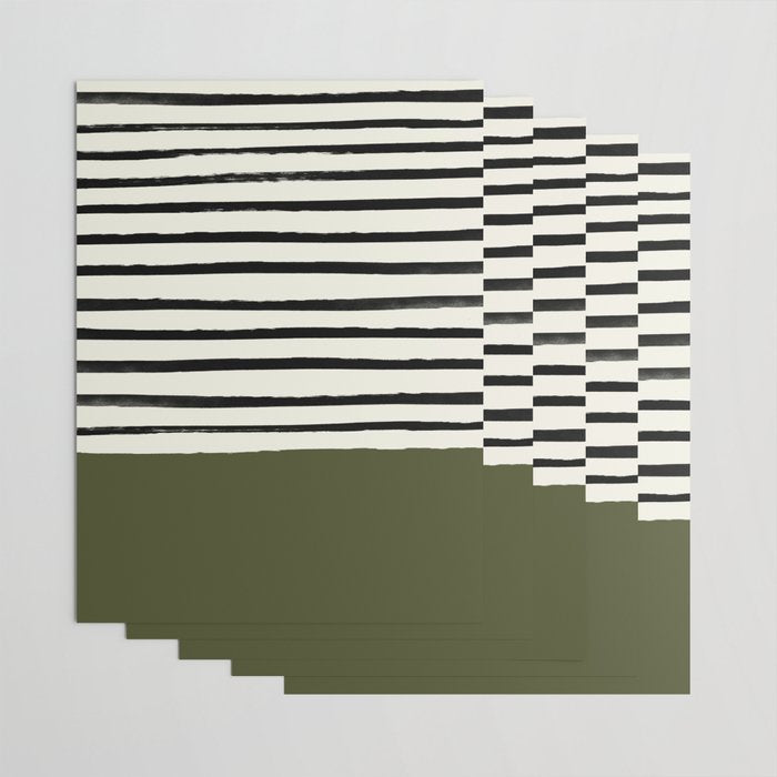 Olive Green x Stripes Wrapping Paper Gallery Image 3