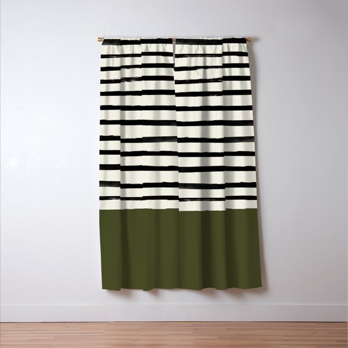 Olive Green x Stripes Window Curtain Gallery Image 3