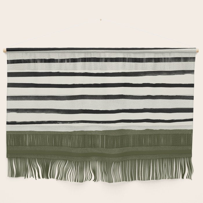 Olive Green x Stripes Wall Hanging