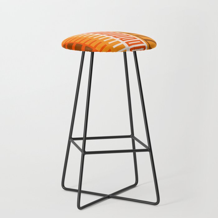 Retro 70s Brown and Orange Color Block Vertical Stripes Geometric Pattern Stool Gallery Image 1