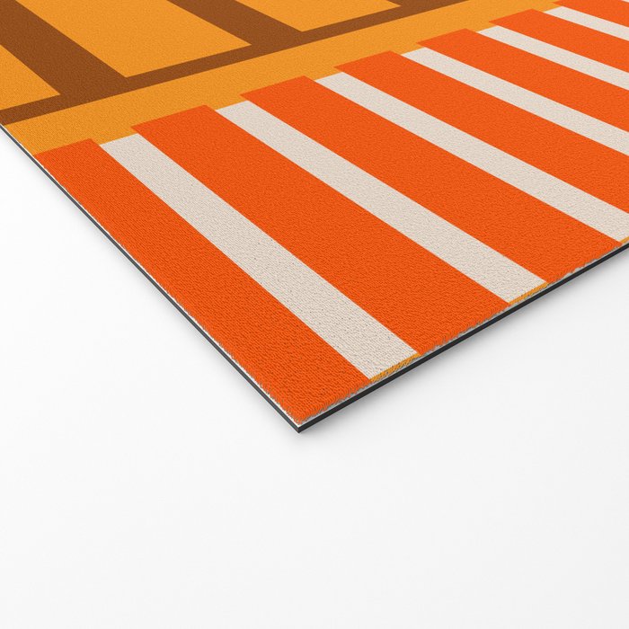 Retro 70s Brown and Orange Color Block Vertical Stripes Geometric Pattern Welcome Mat Gallery Image 2