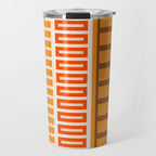 Retro 70s Brown and Orange Color Block Vertical Stripes Geometric Pattern Travel Mug Gallery Image 1