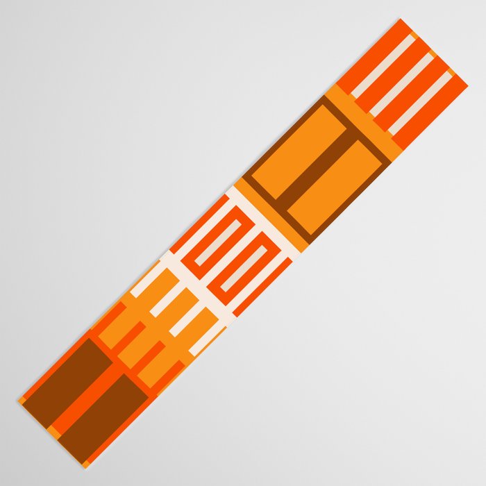 Retro 70s Brown and Orange Color Block Vertical Stripes Geometric Pattern Table Runner Gallery Image 3