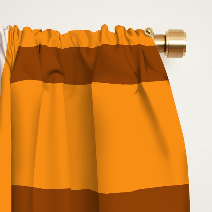 Retro 70s Brown and Orange Color Block Vertical Stripes Geometric Pattern Window Curtain Gallery Image 2
