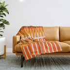Retro 70s Brown and Orange Color Block Vertical Stripes Geometric Pattern Throw Blanket Gallery Image 1