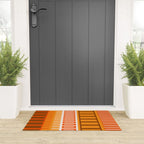 Retro 70s Brown and Orange Color Block Vertical Stripes Geometric Pattern Welcome Mat Gallery Image 3