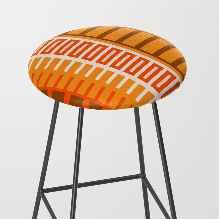 Retro 70s Brown and Orange Color Block Vertical Stripes Geometric Pattern Stool Gallery Image 2