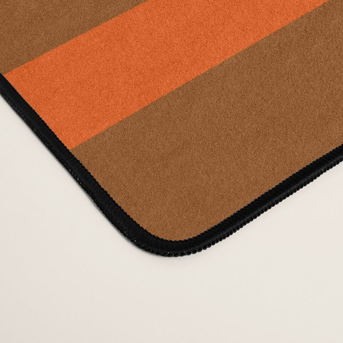 Retro 70s Brown and Orange Color Block Vertical Stripes Geometric Pattern Desk Mat Gallery Image 4