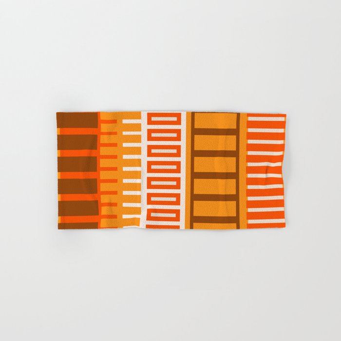 Retro 70s Brown and Orange Color Block Vertical Stripes Geometric Pattern Bath Towel Gallery Image 1