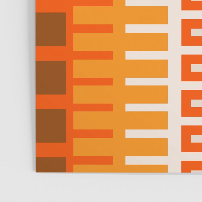 Retro 70s Brown and Orange Color Block Vertical Stripes Geometric Pattern Poster Gallery Image 3