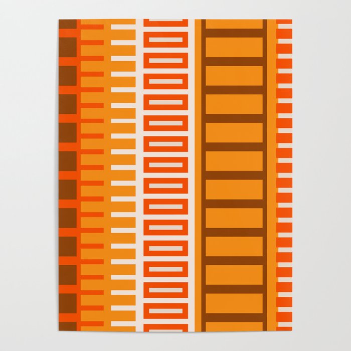 Retro 70s Brown and Orange Color Block Vertical Stripes Geometric Pattern Poster Gallery Image 4
