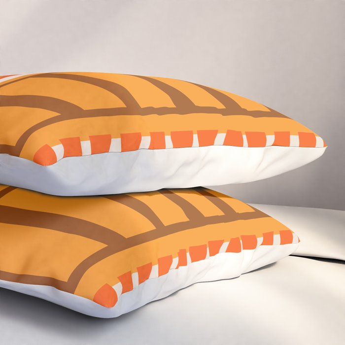 Retro 70s Brown and Orange Color Block Vertical Stripes Geometric Pattern Pillow Sham Gallery Image 3