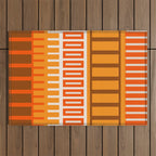 Retro 70s Brown and Orange Color Block Vertical Stripes Geometric Pattern Outdoor Rug Gallery Image 1
