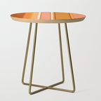 Retro 70s Brown and Orange Color Block Vertical Stripes Geometric Pattern Side Table Gallery Image 1