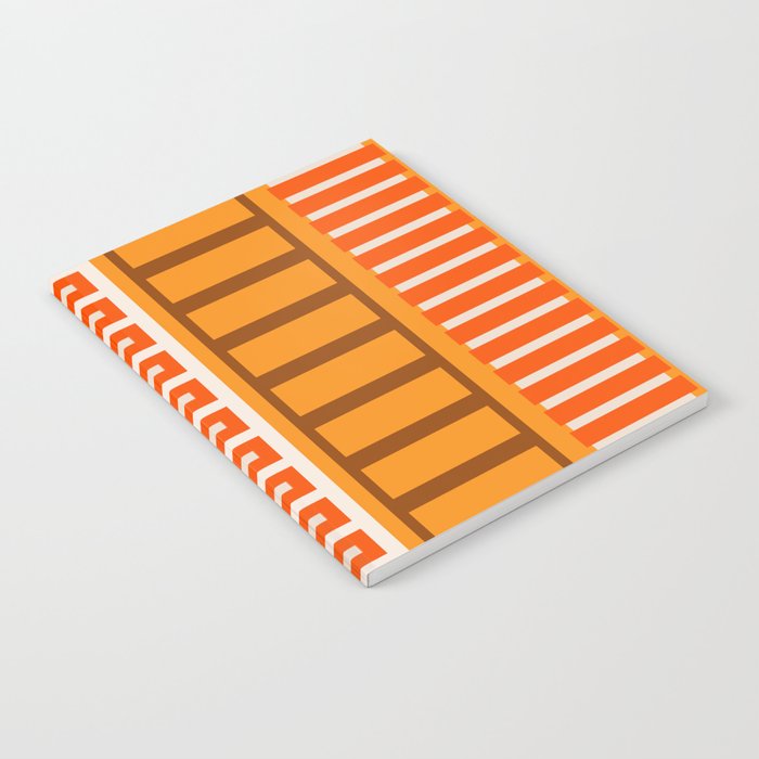 Retro 70s Brown and Orange Color Block Vertical Stripes Geometric Pattern Notebook Gallery Image 2