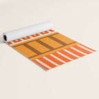 Retro 70s Brown and Orange Color Block Vertical Stripes Geometric Pattern Yoga Mat Gallery Image 2
