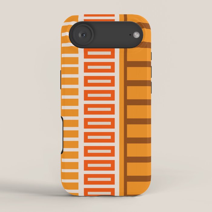 Retro 70s Brown and Orange Color Block Vertical Stripes Geometric Pattern iPhone Case Gallery Image 2