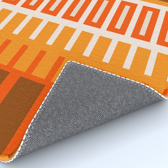 Retro 70s Brown and Orange Color Block Vertical Stripes Geometric Pattern Rug Gallery Image 4