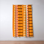 Retro 70s Brown and Orange Color Block Vertical Stripes Geometric Pattern Window Curtain Gallery Image 3