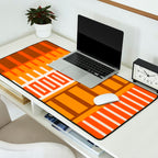 Retro 70s Brown and Orange Color Block Vertical Stripes Geometric Pattern Desk Mat Gallery Image 2
