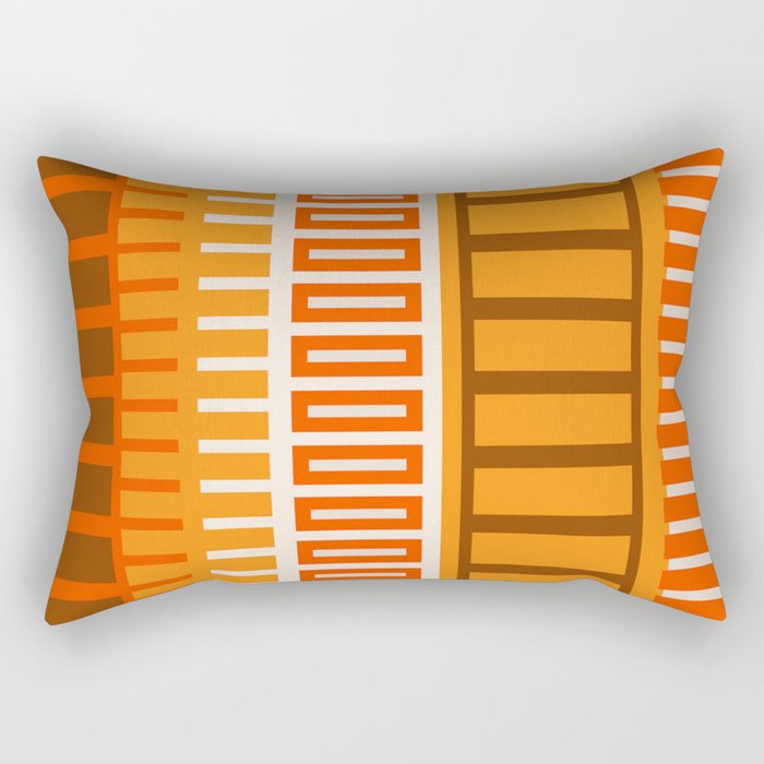 Retro 70s Brown and Orange Color Block Vertical Stripes Geometric Pattern Rectangular Pillow Gallery Image 2