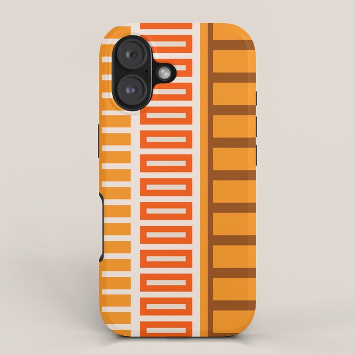 Retro 70s Brown and Orange Color Block Vertical Stripes Geometric Pattern iPhone Case Gallery Image 1