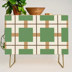 Retro Geometric Plaid Green Camel Credenza Gallery Image 1