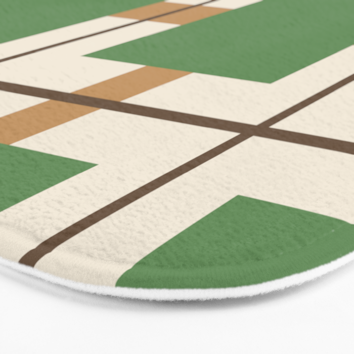 Retro Geometric Plaid Green Camel Bath Mat Gallery Image 3