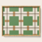 Retro Geometric Plaid Green Camel Serving Tray Gallery Image 1